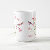 Pink Floral Dragonfly Persönliche Umarmung Kaffeetasse (Mittel)