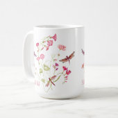 Pink Floral Dragonfly Persönliche Umarmung Kaffeetasse (Vorderseite Links)