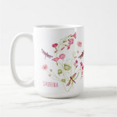 Pink Floral Dragonfly Persönliche Umarmung Kaffeetasse (Links)