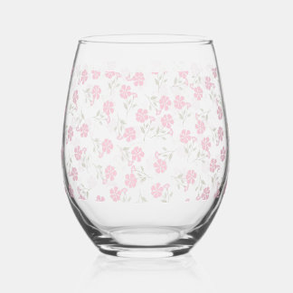 Pink Floral Drinkware Set Weinglas Ohne Stiel