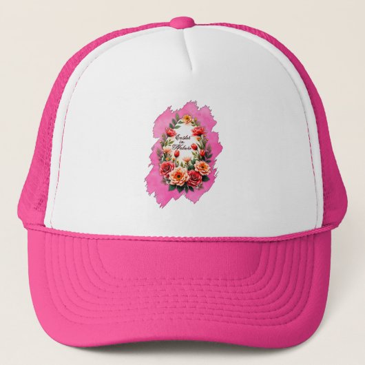 Pink Floral Easter Egg – Spring Art - boné Truckerkappe (Vorderseite)