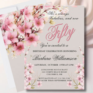 Pink Floral Elegance 50. & Fab Geburtstagsparty Ho Feiertagskarte