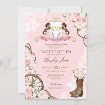 Pink Floral & elegantes Wappen Cowgirl Ranch Sweet