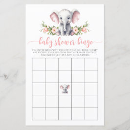 Pink Floral Elephant Baby Bingo Showspiel