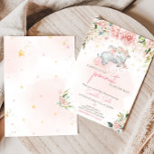 Pink Floral Elephant Baby Dusche Einladung