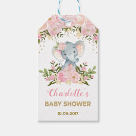 Pink Floral Elephant Baby Dusche Gefallen Tag Geschenkanhänger