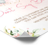 Pink Floral Elephant Baby Dusche Sprich nicht Baby Poster (Ecke)