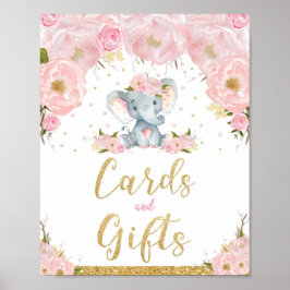 Pink Floral Elephant Babyduschkarten Geschenke Sch Poster