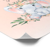 Pink Floral Elephant Babyduschkarten und Geschenke Poster (Ecke)
