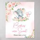 Pink Floral Elephant Ballon Babies sind süß Poster (Vorne)