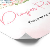 Pink Floral Elephant Ballon Diaper Raffel Poster (Ecke)