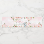Pink Floral Elephant Ballon Wasserflaschenetikett (Einzelnes Label)