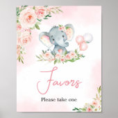 Pink Floral Elephant Balloon Baby Duwer Favorit Poster (Vorne)