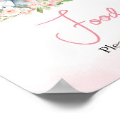 Pink Floral Elephant Balloon Babydusche Nahrung Poster (Ecke)