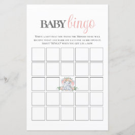 Pink Floral Elephant Bingo Baby Showspiel