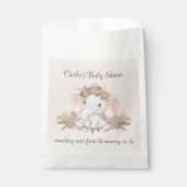Pink Floral Elephant Girl Baby Dusche Danke Geschenktütchen (Vorderseite)