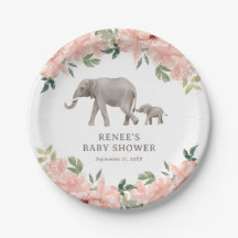 Pink Floral Elephant Girl Baby Dusche