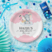 Pink Floral Elephant Kleine Peanut Babydusche Pappteller (Party)