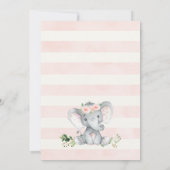 Pink Floral Elephant Peanut Baby Dusche Einladung (Rückseite)