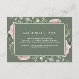 Pink Floral Eucalyptus Sage Green Wedding Details Begleitkarte