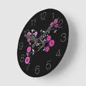 Pink Floral Explosion Runde Wanduhr (Winkel)