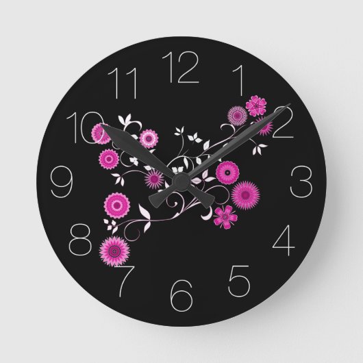 Pink Floral Explosion Runde Wanduhr (Vorderseite)