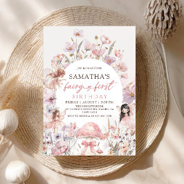 Pink Floral Fairy First Birthday Invitation Einladung