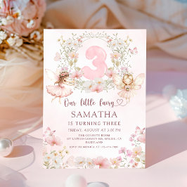 Pink Floral Fairy Garden 3rd Birthday Invitation Einladung