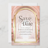 Pink Floral Fairytale Castle Wedding Save The Date (Vorderseite)