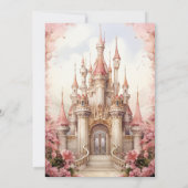 Pink Floral Fairytale Castle Wedding Save The Date (Rückseite)
