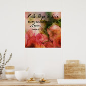 Pink Floral Faith, Hope and Liebe Poster Mauer Art (Küche)