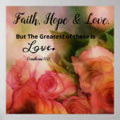 Pink Floral Faith, Hope and Liebe Poster Mauer Art (Vorne)