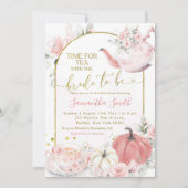 Pink Floral Fall Pumpkin Brautparty Tee Einladung (Vorderseite)