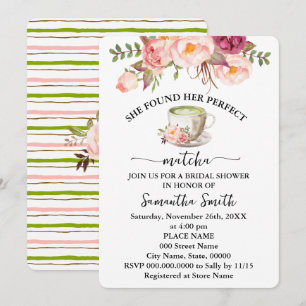 Pink Floral fand ihr perfektes Matcha Brautparty Einladung