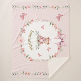 Pink Floral Fantasien und Teddy Bear Hugs Sherpadecke
