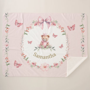 Pink Floral Fantasien und Teddy Bear Hugs Sherpadecke