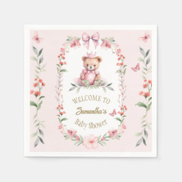 Pink Floral Fantasies & Teddy Bear Hugs Serviette
