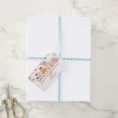 Pink Floral Farm 1. Geburtstag Geschenkanhänger (Mit Garn)