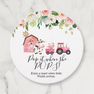 Pink Floral Farm Baby Dusche Pop Es Gefallen Tags Geschenkanhänger