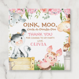 Pink Floral Farm Barnyard Geburtstag Vielen Dank T Geschenkanhänger