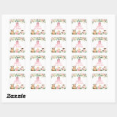 Pink Floral Farm Geburtstag Gunst Sticker (Blatt)