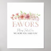 Pink Floral Favoriten Schild Poster (Vorne)