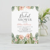 Pink Floral Fiesta Cactus Sukkulentes Brautparty Einladung (Stehend Vorderseite)