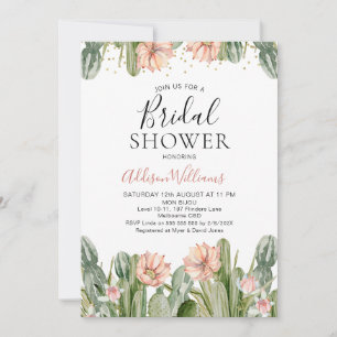 Pink Floral Fiesta Cactus Sukkulentes Brautparty Einladung