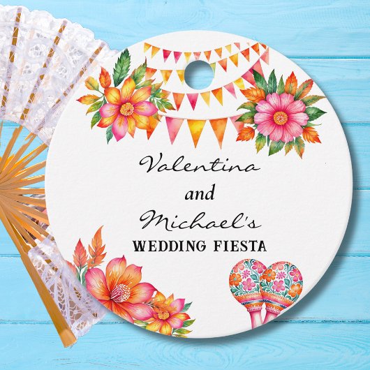 Pink Floral Fiesta Mexican Wedding Danke Geschenkanhänger