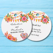 Pink Floral Fiesta Mexican Wedding Danke Geschenkanhänger