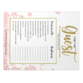 Pink Floral Finden Sie das Gast Brautparty Game Notizblock (Vorderseite)