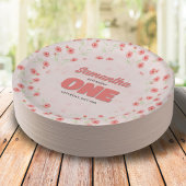 Pink Floral First Birthday Girl Party Custom Pappteller