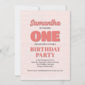 Pink Floral First Birthday Girl Party Template Einladung (Vorderseite)