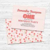 Pink Floral First Birthday Girl Party Template Einladung